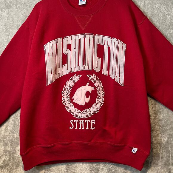 Vintage 90s WSU Washington State Cougars Graphic‎ Crewneck Sweatshirt Red XXL - Picture 2 of 7